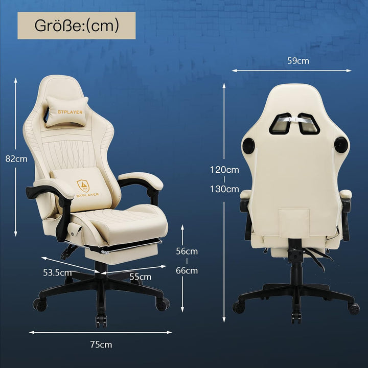 GTPLAYER Gaming Stuhl, Ergonomischer Gaming Sessel Schreibtischstuhl PC Gamer Racing Stuhl mit Fusss