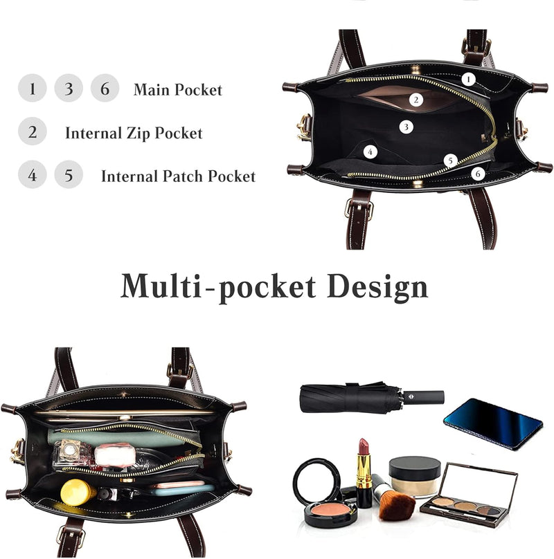 FANDARE Damen Handtasche Tote Beutel Umhängetaschen PU-Leder Schultertasche Tragetasche Multifunktio