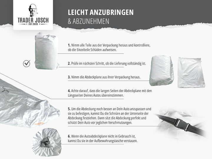 Trader Josch Autoabdeckung (530 x 200 x 150 cm) - Universal Auto Abdeckplane Winddicht, wasserdicht