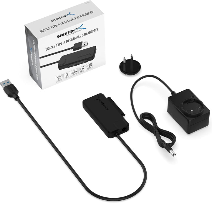SABRENT SATA/U.2 USB Adapter SSD HDD 2,5 3,5 Zoll Festplattenadapter USB, 3.2x2 10Gbps (EC-U2SA) SAT