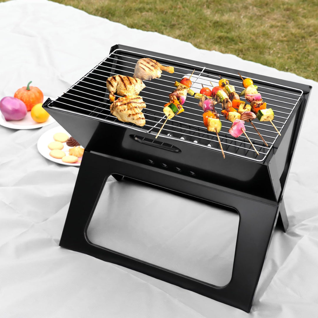 QWORK® Klappgrill, Faltgrill, Hitzebeständiger Laptopgrill, für Camping, Reise