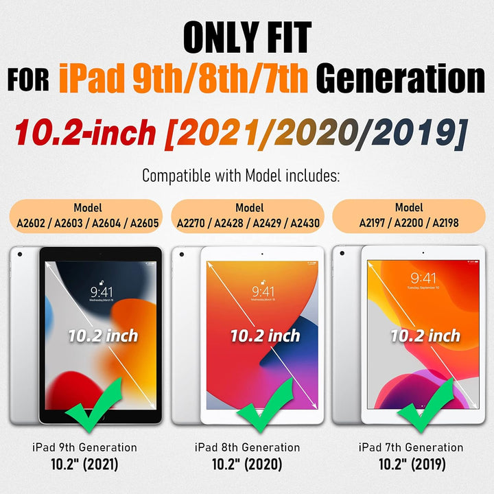 SEYMAC stock iPad 9./ 8./ 7. Generation Hülle, iPad 10,2 Zoll 2021/2020/2019 Hülle, Stossfest Magnet
