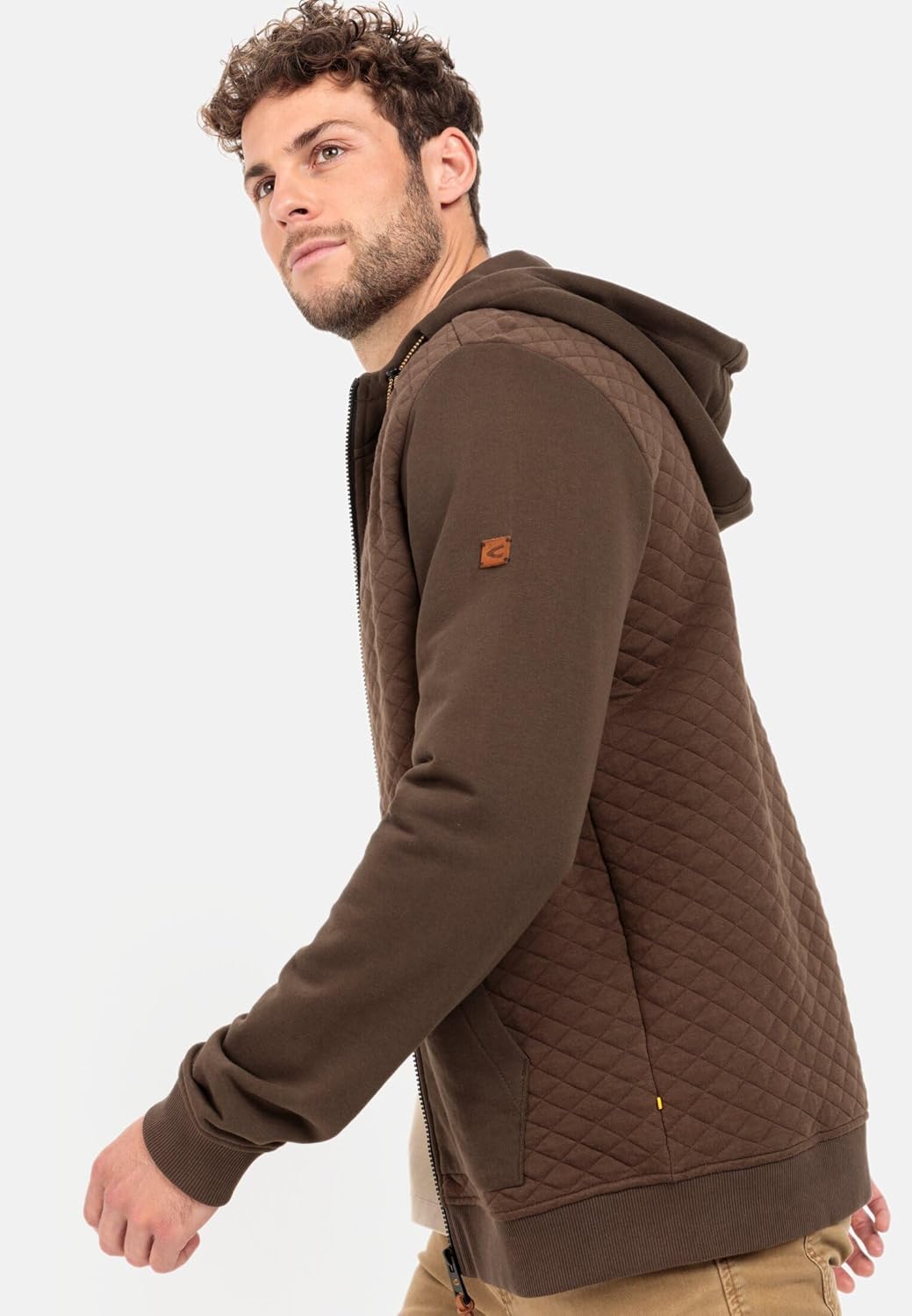 camel active Herren Gesteppte Sweatjacke mit Kapuze XXL Braun, XXL Braun