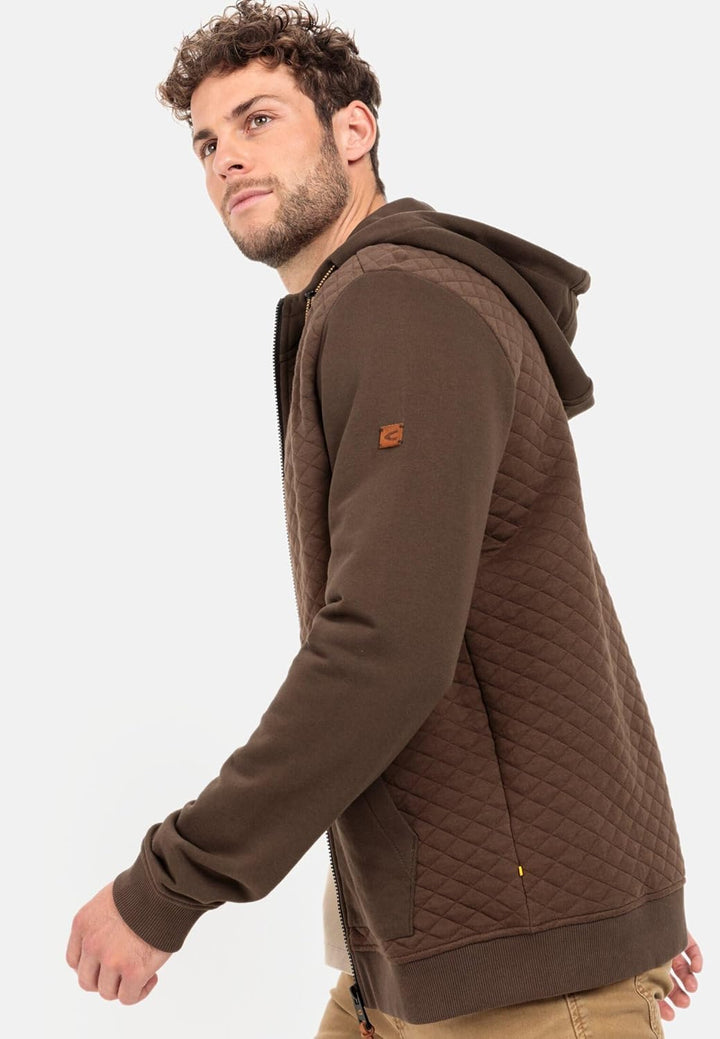 camel active Herren Gesteppte Sweatjacke mit Kapuze XXL Braun, XXL Braun