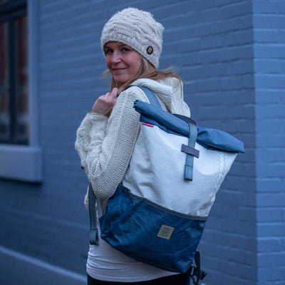 360° Grad Lotse Canvas Backpack Unisex with Blue Bar Canvas Bag Maritime Weatherproof, multicoloured
