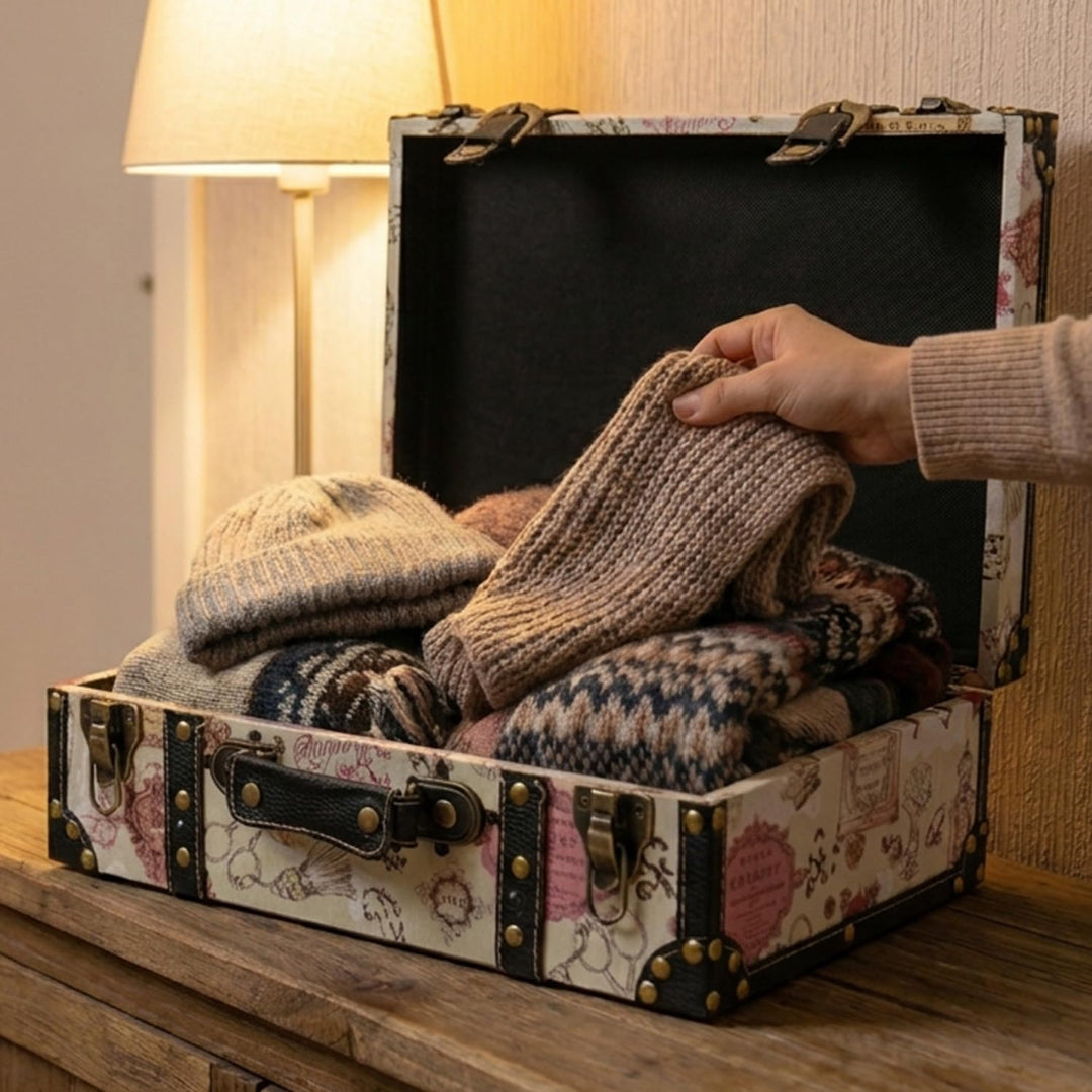 HMF VKO105 Vintage Koffer aus Holz | 2er Set | Versch. Grössen | Deko Barock 2er Set Barock, 2er Set