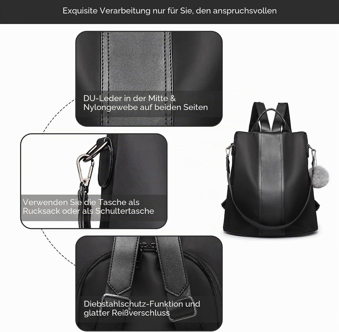 Miss Lulu Damen Rucksack Wasserdichte Nylon Schultaschen Anti-Diebstahl Tagesrucksack Schultertasche