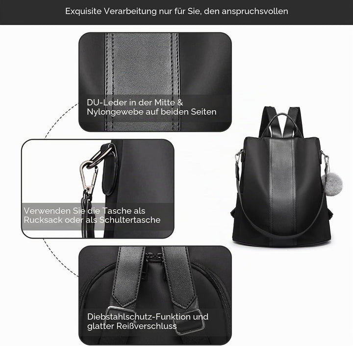 Miss Lulu Damen Rucksack Wasserdichte Nylon Schultaschen Anti-Diebstahl Tagesrucksack Schultertasche