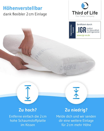 Kopfkissen 40x80 HADAR | Höhenverstellbar | Memory-Foam gegen Nackenschmerzen | Testsieger Nackenstü