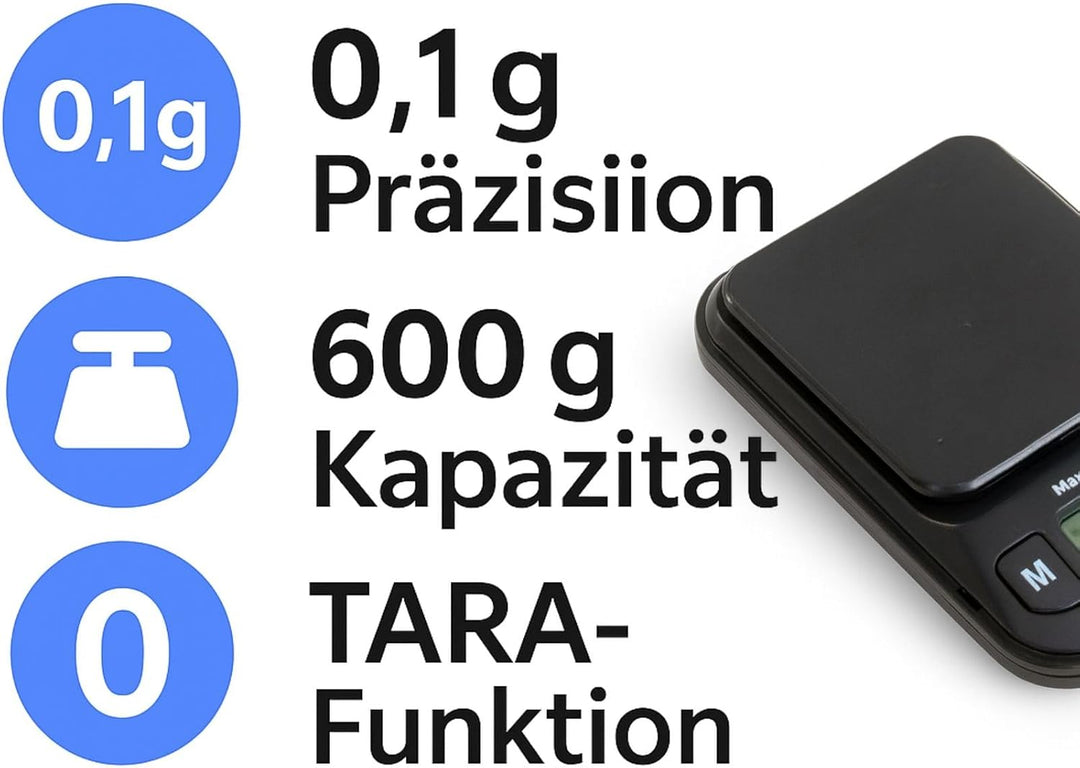 Weedness Feinwaage Waage milligramm 0,1g/250g Micron - Taschenwaage Digital Briefwaage Tischwaage Go