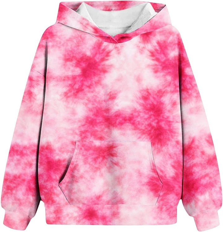 XINYUNZU Mädchen Kapuzenpullover Casual Hoodie Batik Sweatshirt mit Kapuze & Tasche Oberteile Langar