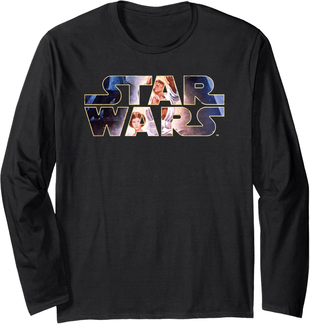 Star Wars Classic Movie Poster Luke Leia Inner Logo Langarmshirt