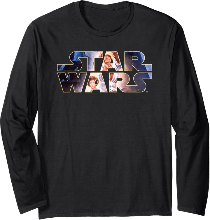 Star Wars Classic Movie Poster Luke Leia Inner Logo Langarmshirt