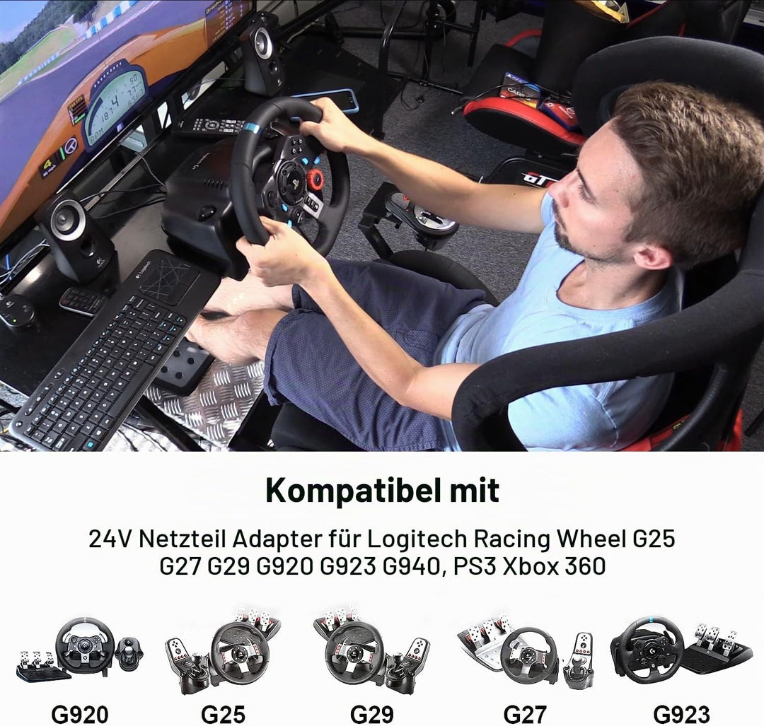 TAIFU 24V Netzteil für Logitech G923 G29 GT Driving Force Pro G25 G27 G940 PS3 Xbox 360 Lenkrad, Dru