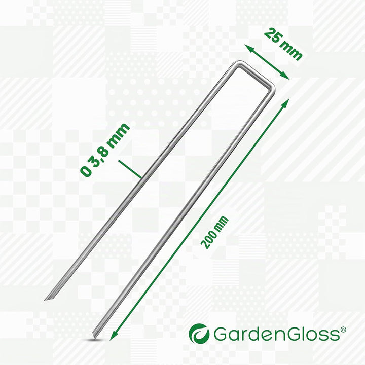GardenGloss® Anti-Rost Erdanker aus Stahl für Extrem Harten Boden (50 Stück) - 200 MM Lang, 25 MM Br