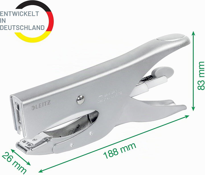 Leitz Heftzange, Für 40 Blatt, Ergonomisches Design aus Metall, Hinterlademechanik, Für Heftklammern