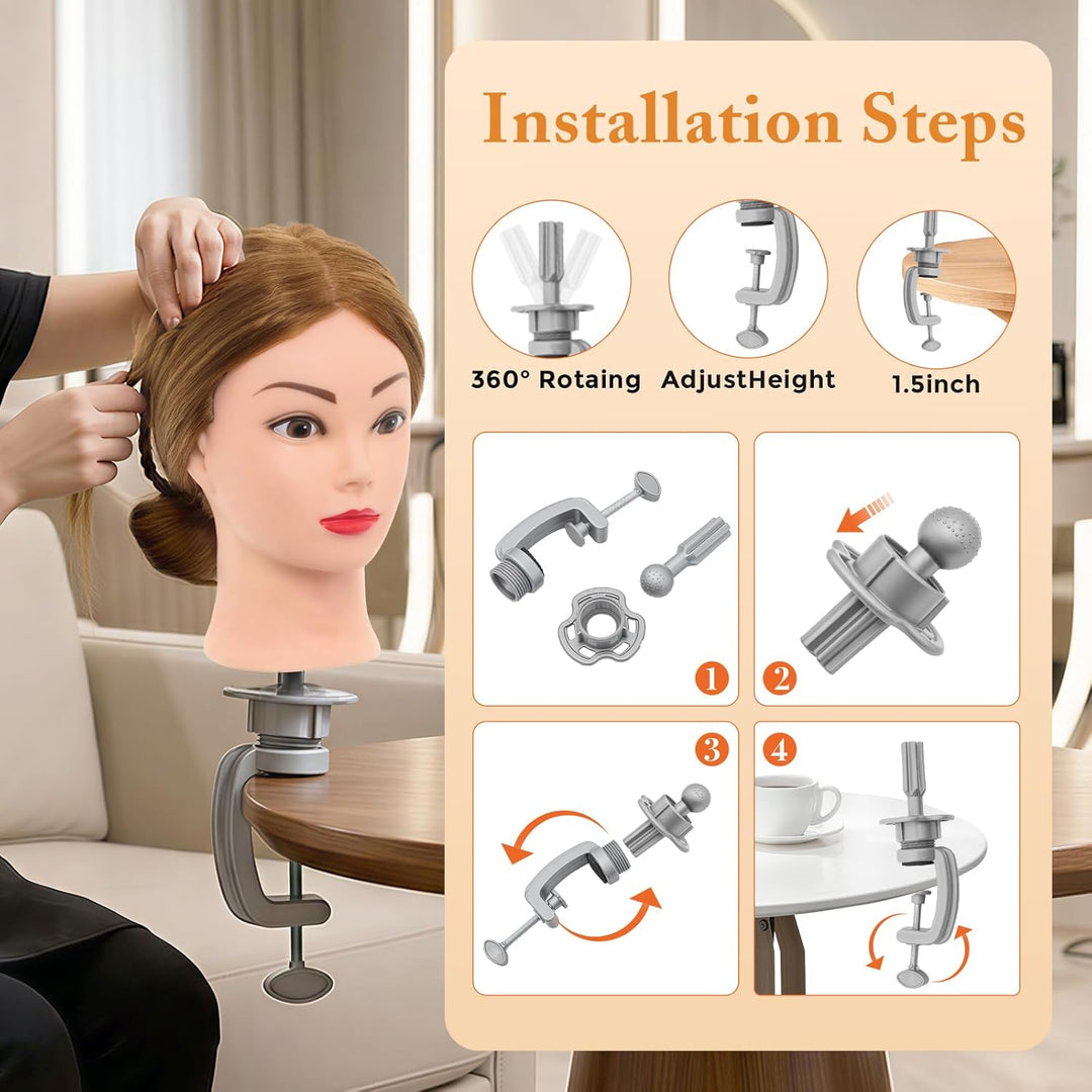 NEVERLAND Friseurkopf 24 Zoll 50% Echthaar Trainingsköpfe für Friseure Übungskopf Friseursalon Puppe
