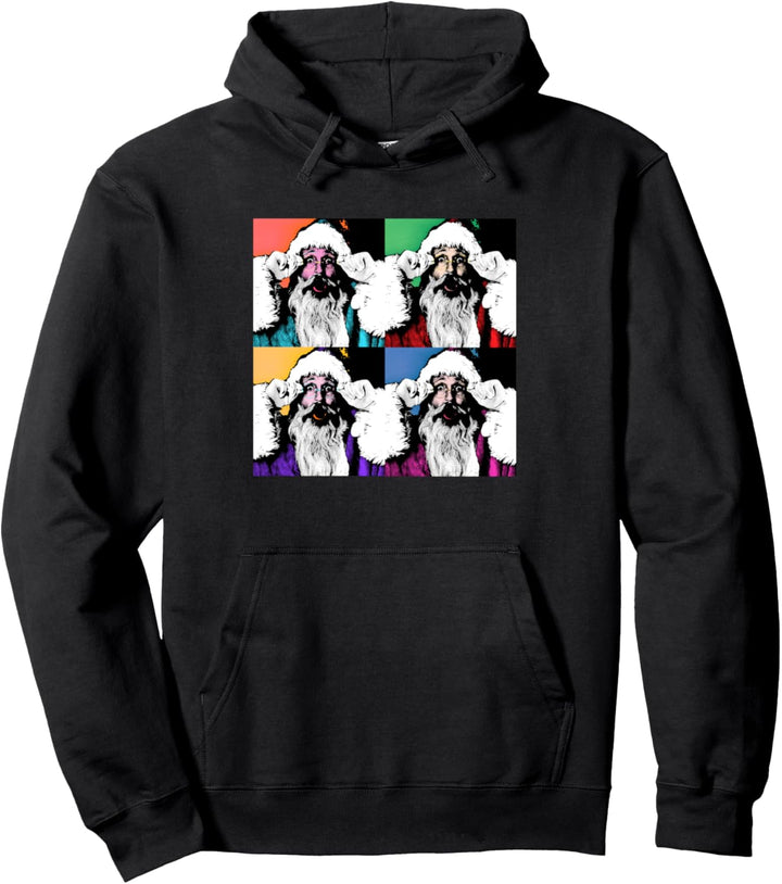 Fun Colorful Pop Art Santa for men and women, kids too Pullover Hoodie