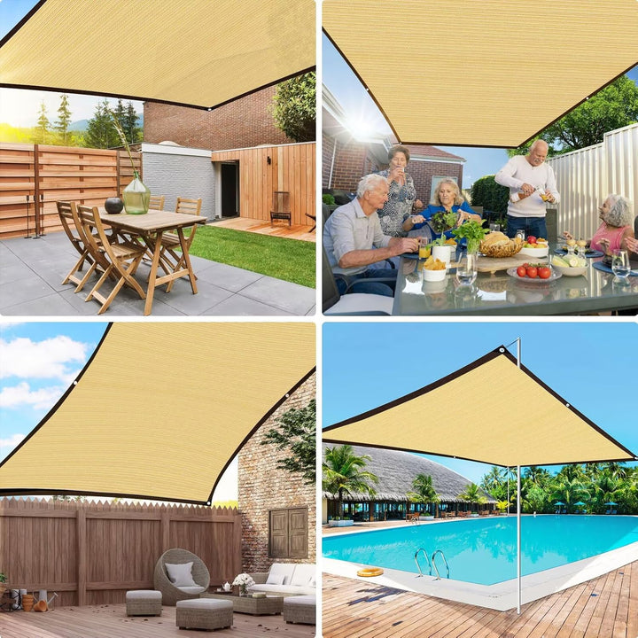 Schattiernetz mit ösen 2x5m, Beige Garten Sonnenschutz Netz Terrasse 90% Shading Rate UV Beständiges