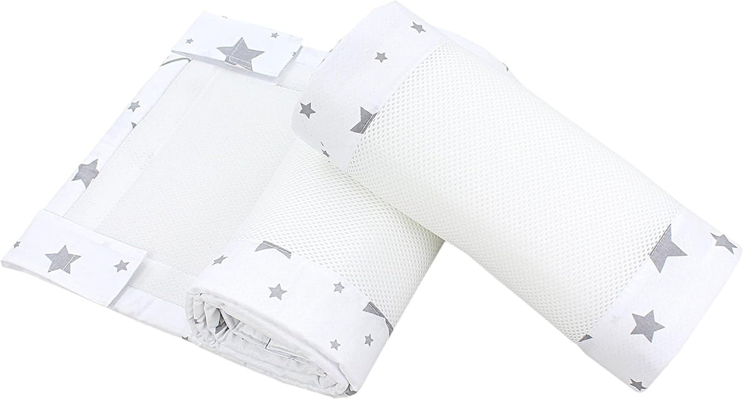 TupTam Bettumrandung Babybett 3D Mesh Nestchen – Gitterstäbe Schutz Netz 2er, Farbe: Grosse Sterne G