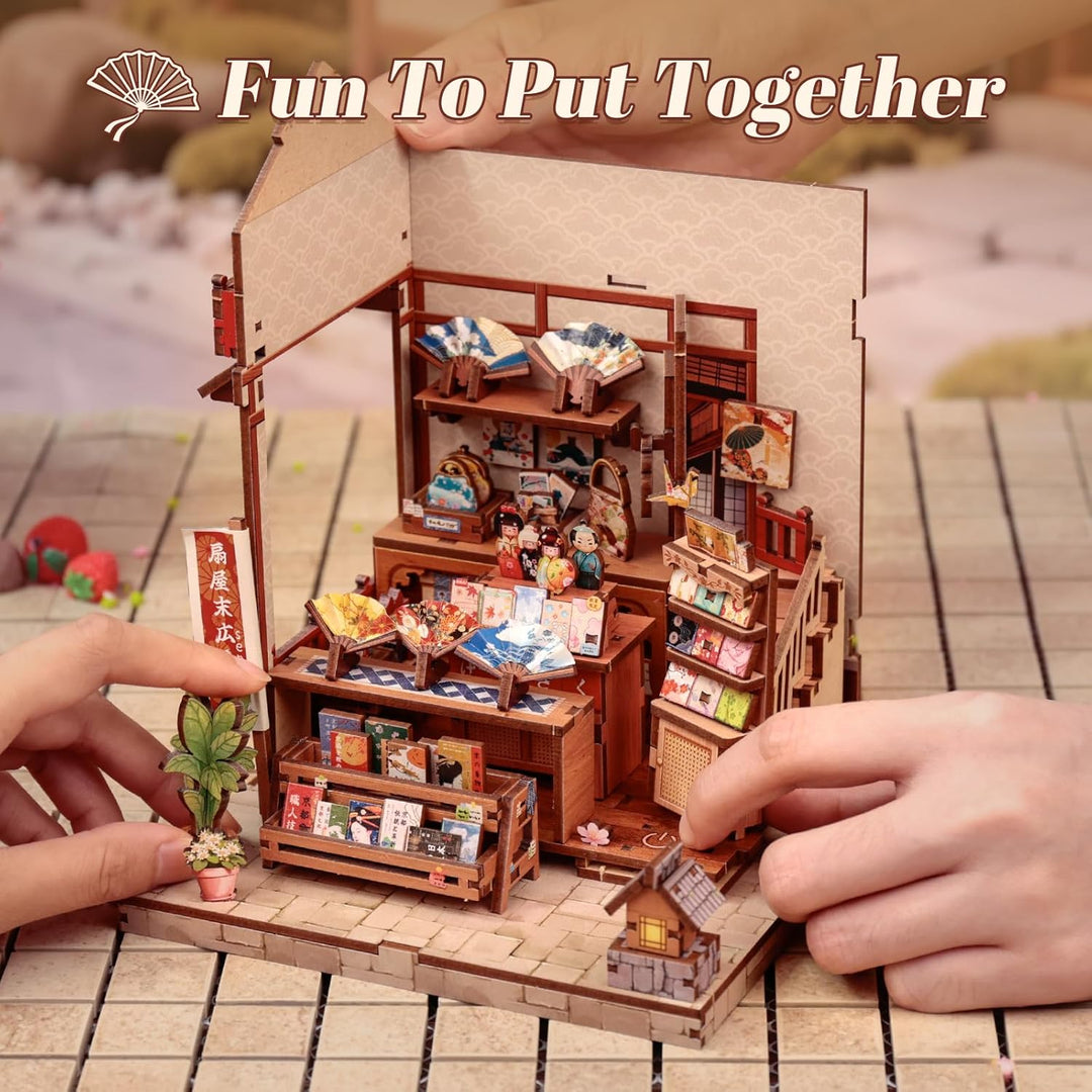 Fsolis Book Nook Japan Booknook Bausatz für Erwachsene, 3D-Holzpuzzles Buchecke, DIY-Miniaturhaus-Se