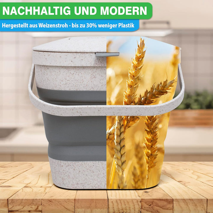 YourCasa® Faltbarer Biomülleimer 4L - kompakter Bio Mülleimer mit geruchsdichtem Aktivkohlefilter-De