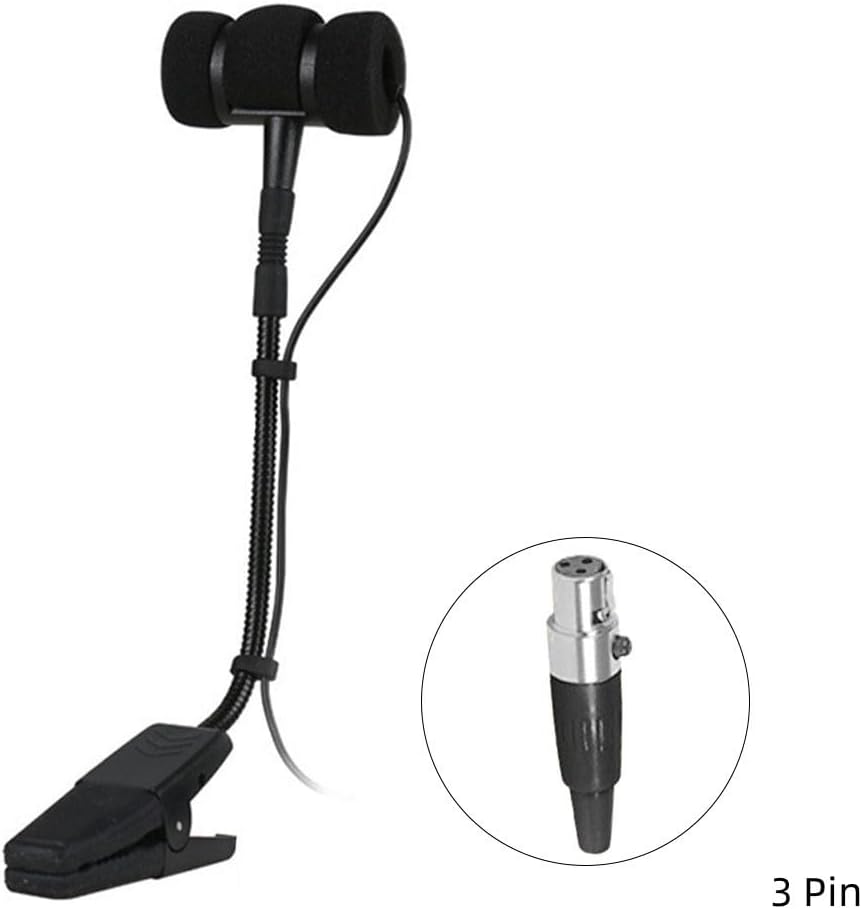 SPORTARC Sax Mikrofon, Tragbares 3 Pin 4 Pin Wired Sax Mikrofon Omnidirektional, Clip On Mikrofon fü