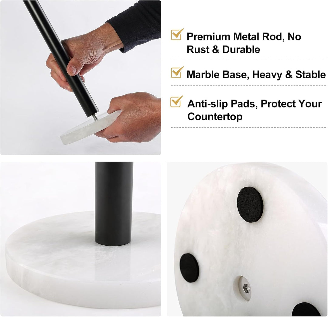 Afrikanischer Küchenrollenhalter Marmor Stehend für die Arbeitsplatte, Metallstange, 15 cm hoher Pap