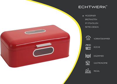 Echtwerk Brotkasten, Retro-Brotbox aus Metall mit Sichtfenster, Platzsparende Aufbewahrungsbox, Brot