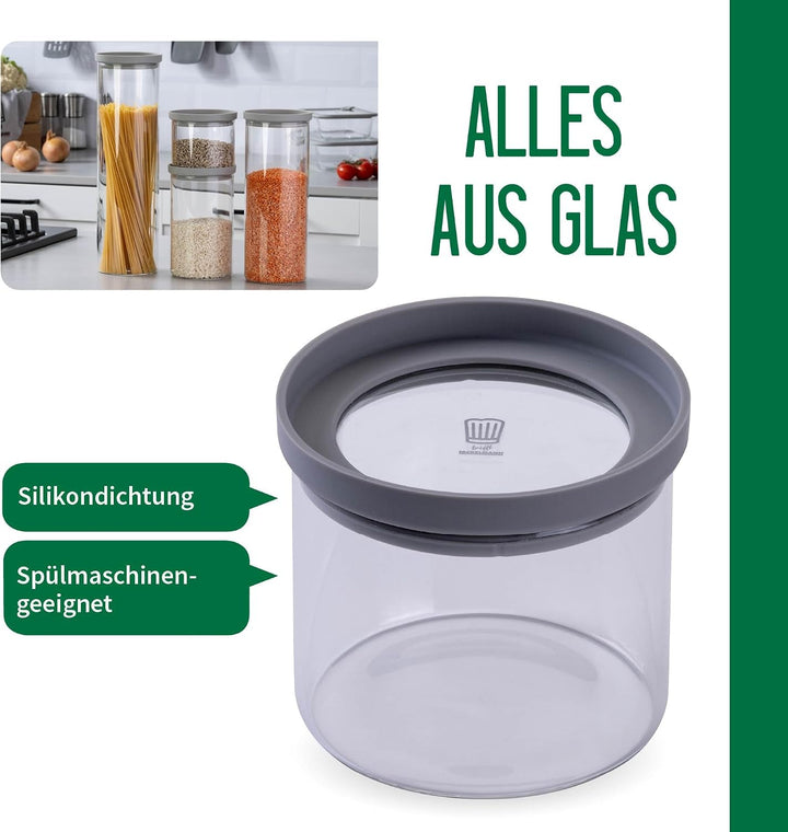 FACKELMANN Chefkoch trifft Vorratsbehälter mit Glasdeckel – 500 ml, Borosilikatglas, luftdicht &amp; sta