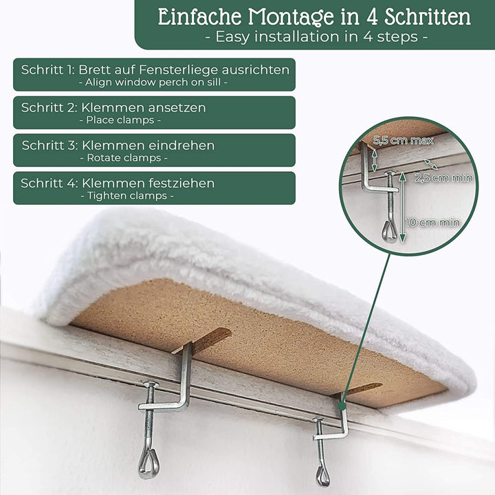 Pfotenolymp® Premium Selbstheizendes Liegebrett für Katzen am Fenster - Einzigartige Thermo Selbsthe