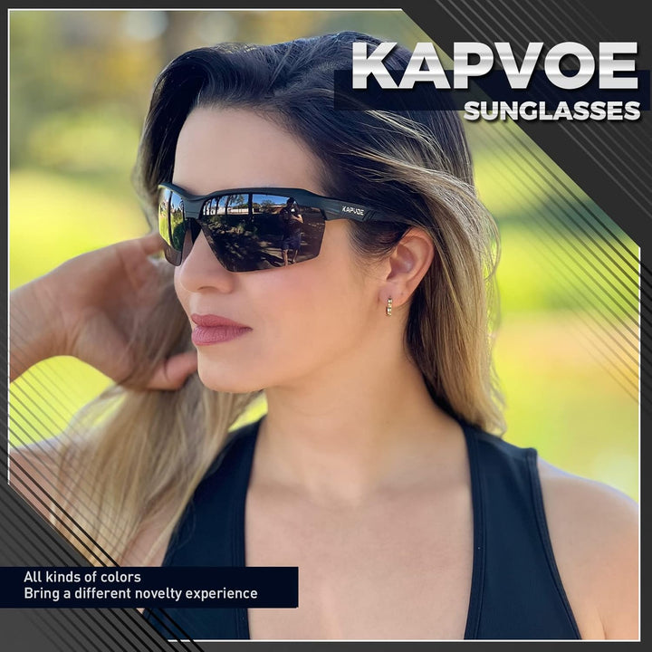 KAPVOE Fahrradbrille Polarisiert Sonnenbrille Sportbrille MTB Brille Radbrille Herren Damen Rennrad