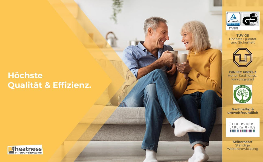 heatness Infrarotheizung Spiegel Wand, XL – Wandheizung energiesparend, Elektroheizung 800 Watt, Hei