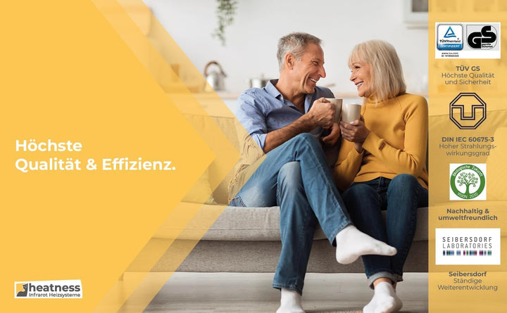 heatness Infrarotheizung Spiegel Wand, XL – Wandheizung energiesparend, Elektroheizung 800 Watt, Hei