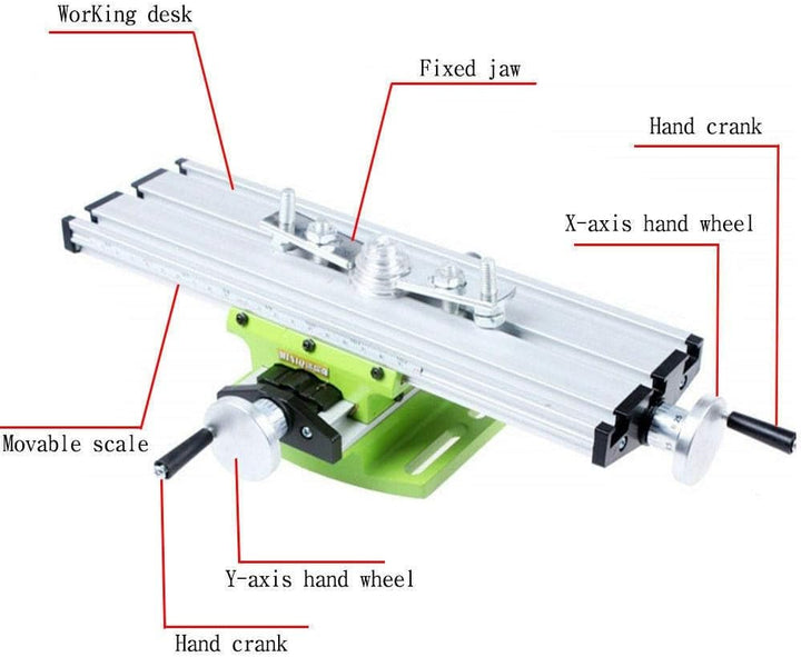 HINOPY - Frästisch Arbeitstisch Maschine, Mini Multifunktion Arbeitstisch Fräsen Arbeiten 2 Achsen X