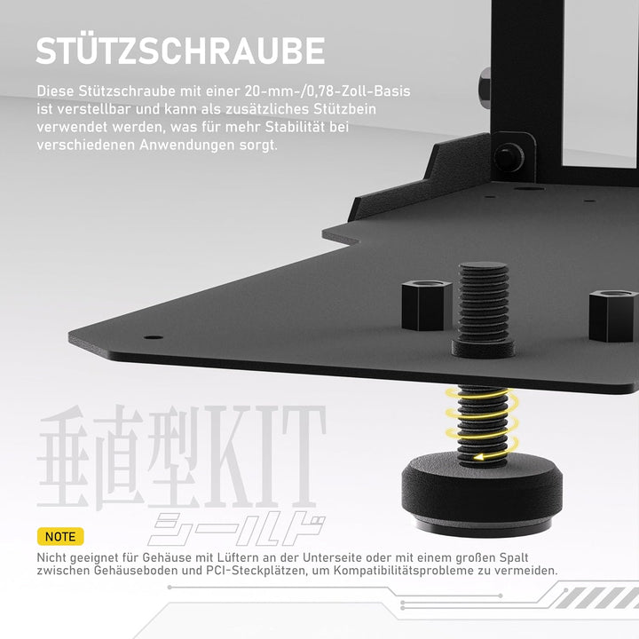EZDIY-FAB Shield ARGB Vertikaler GPU Halter,115 mm PCIe 4.0 Riser,Schwarz, Schwarz