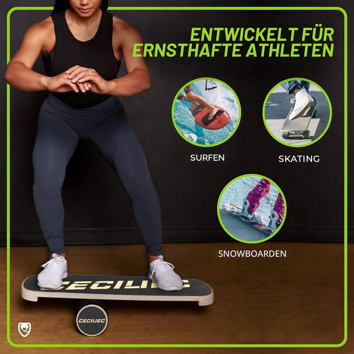 Balance Board Trainer, Holz Balance Board mit Rolle, Rollbrett für Übungen, athletisches Training un