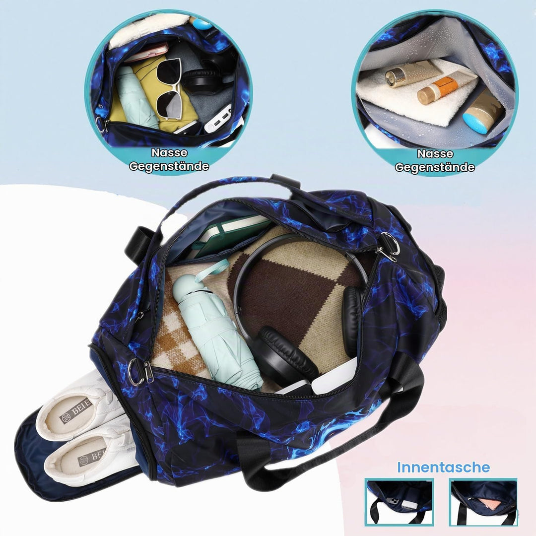 Sporttasche Kinder Jungen Reisetasche Trainingstasche Turntasche Klein Schwimmtasche Kinder mit Schu