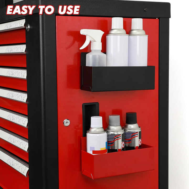 CASOMAN 2PCS Magnetic Aerosol Spray Can Holder, Red & Black, Magnet Toolbox Bottle Holder, Wall Moun