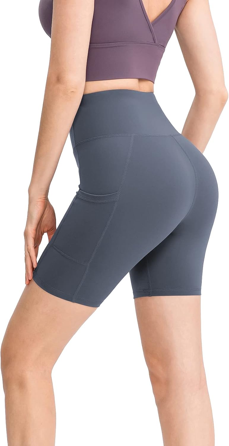 HomyComy Damen Sporthose Kurze Hohe Taille Yogahose Leggings für Sommer Leggins Radlerhose Fitness H