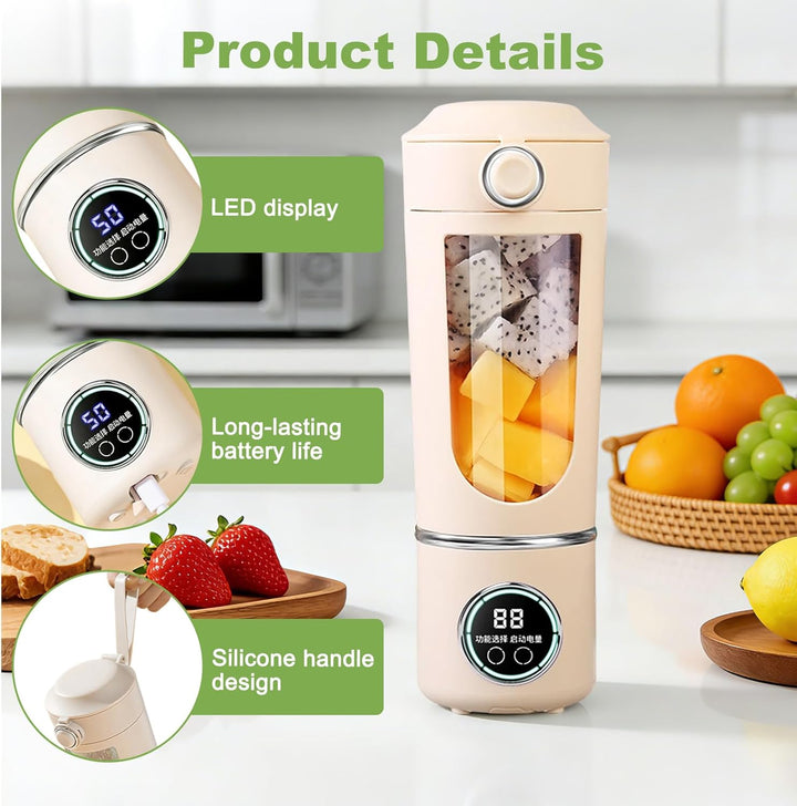 Tragbarer Mixer Smoothie Maker, 700 ml Kleiner Entsafter, Typ-C Wiederaufladbar, mit 12 Rostfreien K