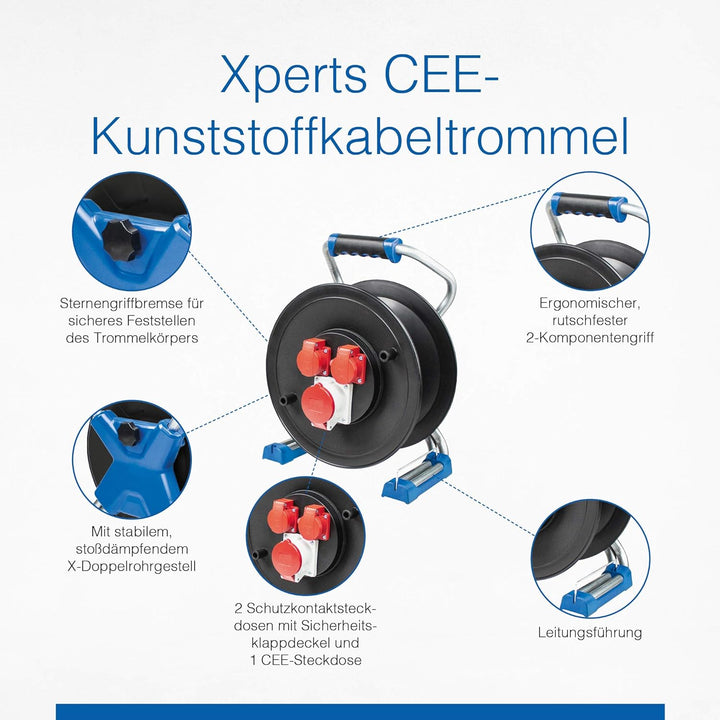 as - Schwabe Xperts CEE Leer-Kabeltrommel für 25 m Kabel – Verlängerungskabel-Trommel ohne Leitung –