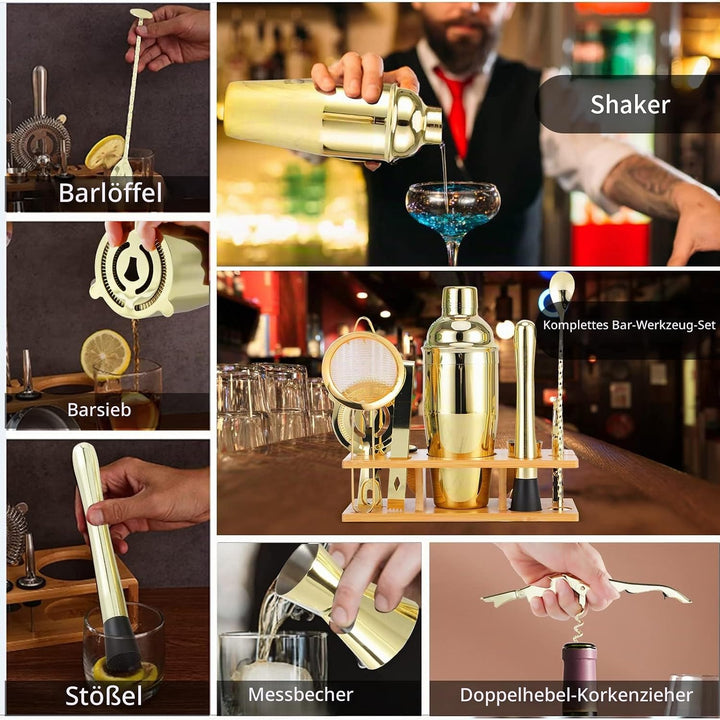 OBALY Barkeeper Kit 11-teilig Cocktail Shaker-Muddler für Cocktails 25oz Boston Shaker-Bar-Zubehör m