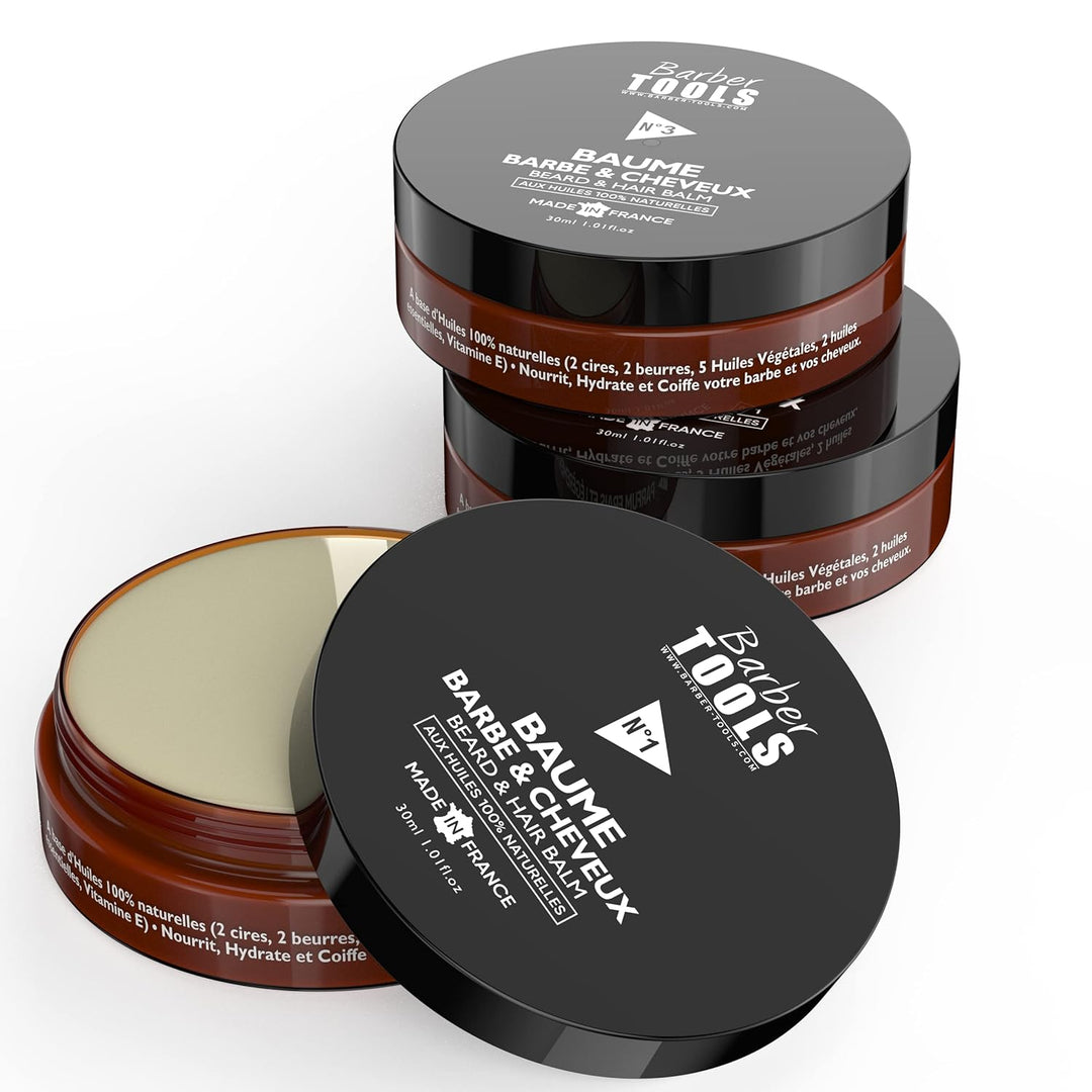 Set Bartbalsam | N°1/2/3 | 3X30ml mit 100% natürlichen Ölen - MADE IN FRANCE- Nährt, hydratisiert, s