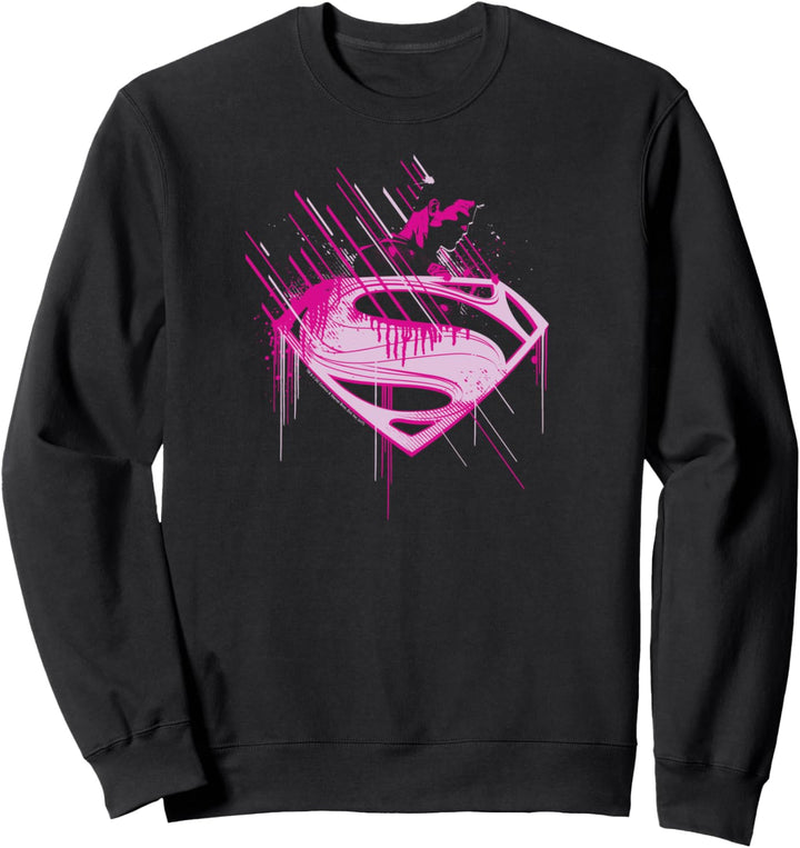 Superman Man of Steel Pink Splatter Sweatshirt