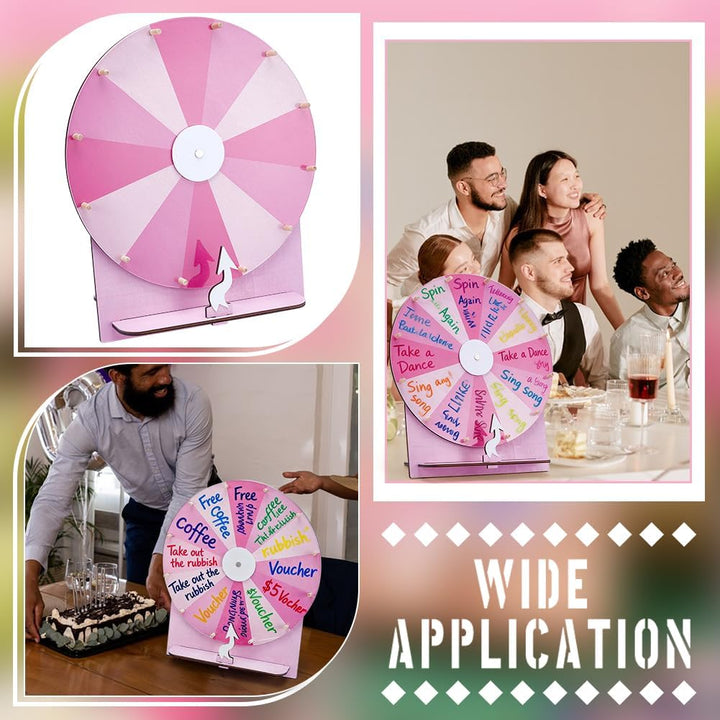 UNICRAFTALE Spinner Gewinnspiel Roulette Perlmuttrosa Drehscheibe Aus Holz Mit Beschreibbarer Und Ab