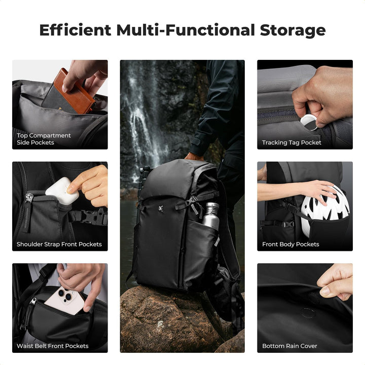 K&F CONCEPT Kamerarucksack 30L, Professionelle Grosse Fotorucksack, Camera Backpack Wasserdicht, Rei