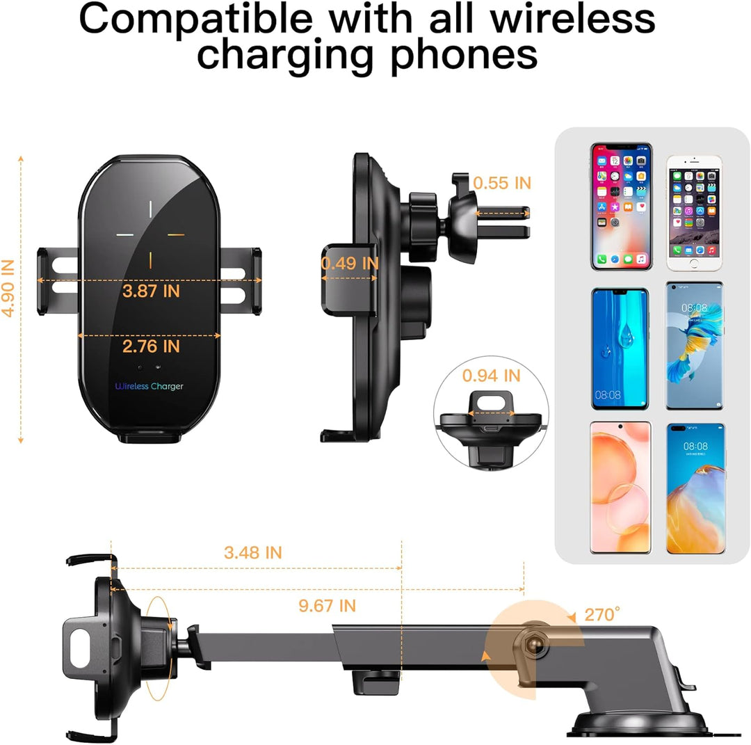 Handyhalterung Auto mit Ladefunktion, 【Smart Sense】 Qi 15W Fast Wireless Charger Auto Induktives Lad