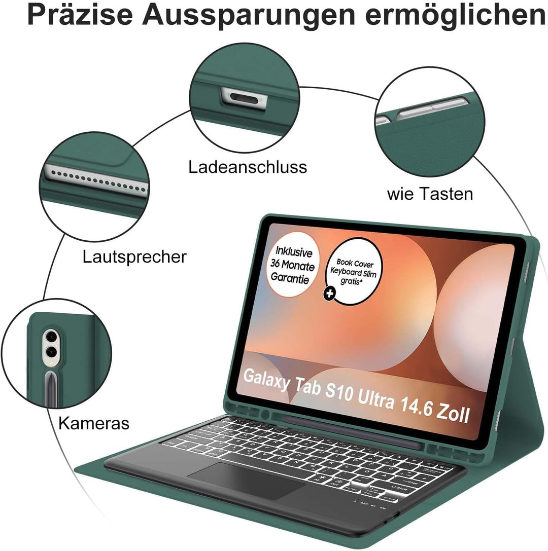 IVEOPPE Tastatur für Samsung Galaxy Tab S10 Ultra 2024, Hülle mit Tastatur Galaxy Tab S10/S9 Ultra,