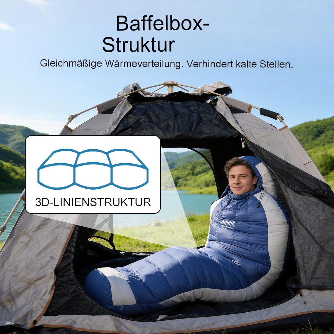Ultraleicht Daunenschlafsack mit Kissen, Kleiner Leichter Sommer Schlafsack 680FP für Erwachsene und